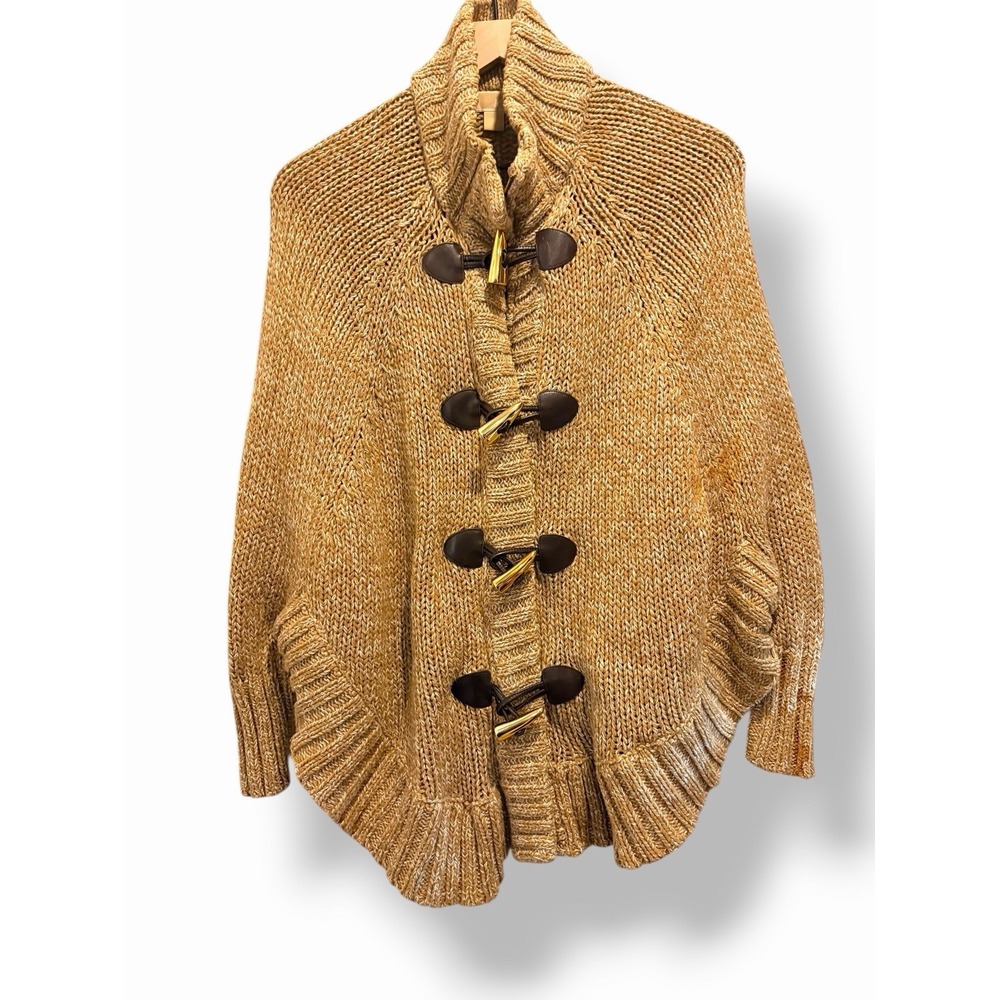 Michael Kors Chunky Knit Toggle Cardigan Cape XS Oversized Zip Quiet Luxury - Picture 14 of 14
